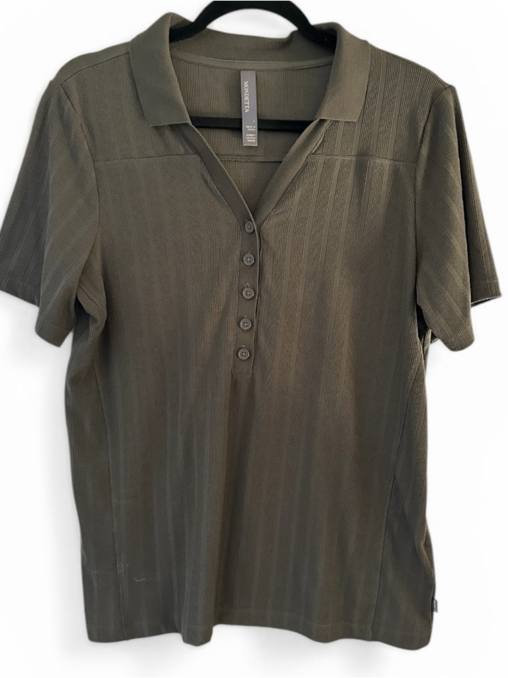 Mondetta Olive Green Short Sleeve Button-Down Polo
